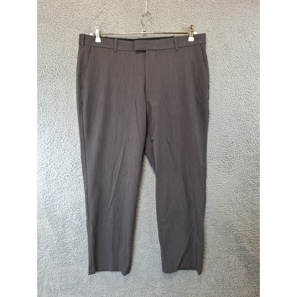 Van Heusen Dress Pants Mens 36x29 Gray Stretch Career Flat Front Straight Leg